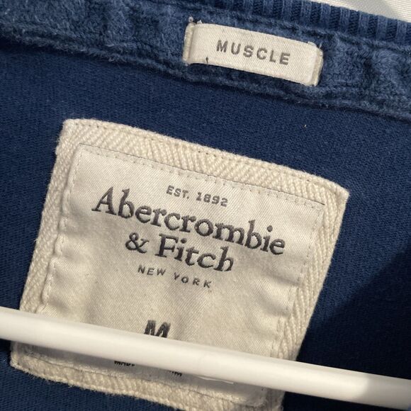 Abercrombie Fitch Crewneck Sweatshirt Blue A&F Logo Muscle Fit M - Picture 4 of 7